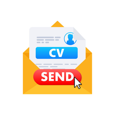 CV fulfilling and sending. Apply for jobs. Upload resumeのイラスト素材