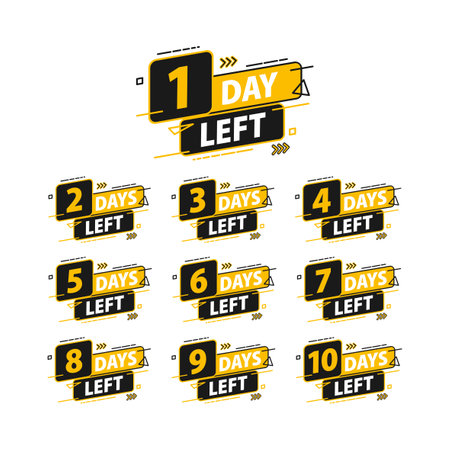 Days left countdown set. Product limited promo. Day only stock. Hours left counter icon. Sale, reminder appのイラスト素材