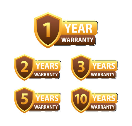 Years warranty shield label. Assuring Quality and Durability with Extended Warranty Coverageのイラスト素材