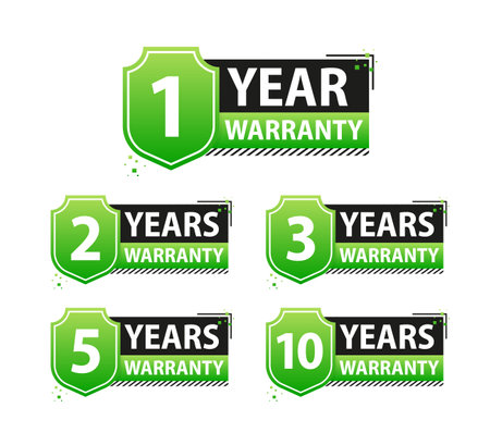 Years warranty shield label. Assuring Quality and Durability with Extended Warranty Coverageのイラスト素材
