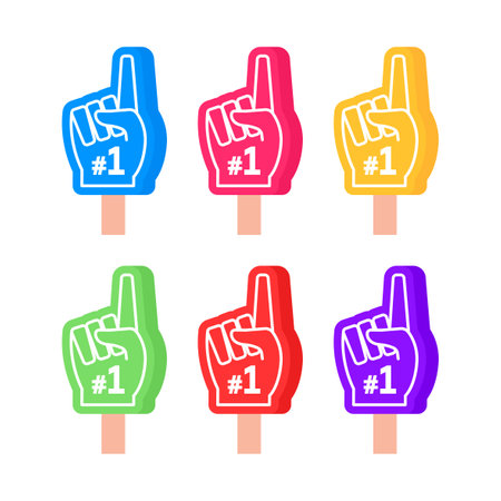 Number one on foam fingers. Football fan finger foamのイラスト素材