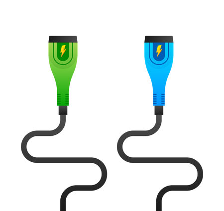 Electric car charging plug. Charger connector. EV stationのイラスト素材
