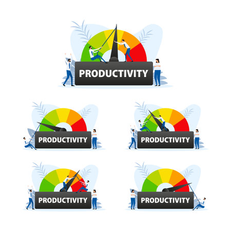 Productivity level meter. Tracking and Improving Your Efficiency for Maximum Resultsのイラスト素材