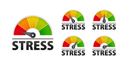 Stress level, tension. Stress regulation. Understanding and Managing Your Stress for Better Health and Well-beingのイラスト素材