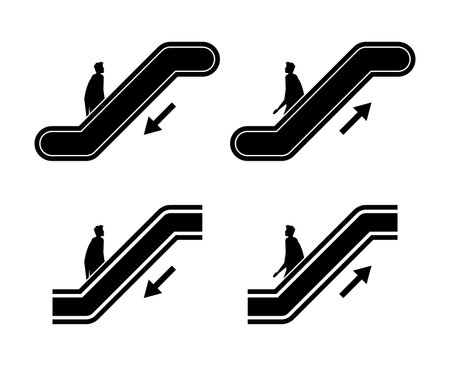Escalator elevator icon. Up and down escalatorのイラスト素材