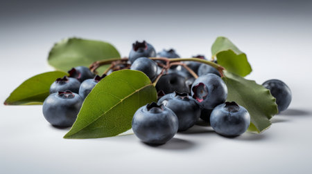 Blueberries on white background. Generative AIの素材