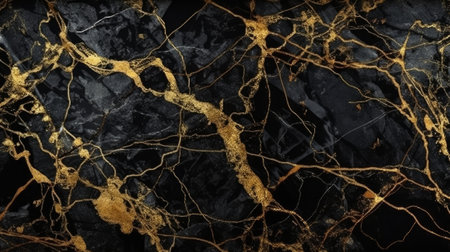 Dark Marble Texture, Golden Veins Marble. Generative AIの素材