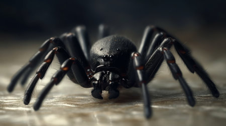 Black spider close up. Generative AIの素材