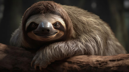 Brown-throated three-toed sloth. Generative AIの素材