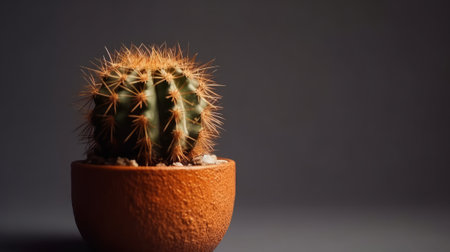 Cactus in a brown pot on a white background. Generative AIの素材