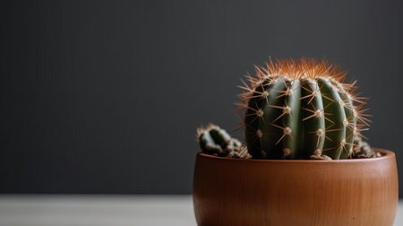 Cactus in a brown pot on a white background. Generative AIの素材