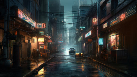 Cyberpunk city background. Generative AIの素材