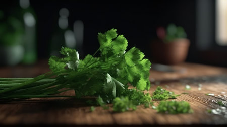 Fresh italian parsley on the table.Generative AIの素材