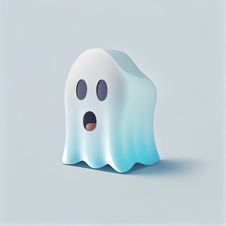 Ghost icon 3d on white background. Generative AIの素材