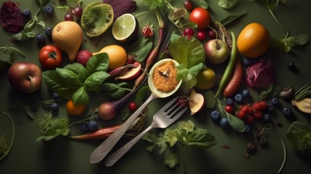 Healthy eating and sustainability concept. Generative AIの素材