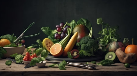 Healthy eating and sustainability concept. Generative AIの素材