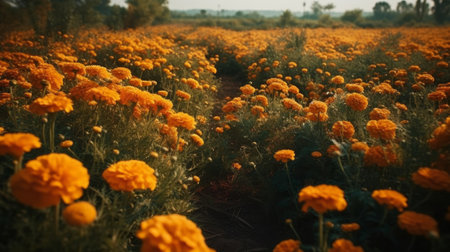 Calendula. marigold field. Generative AIの素材