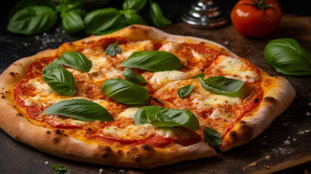 Napoleon Italian Pizza with fresh mozzarella. Generative AIの素材