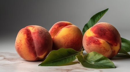 Ripe and tasty and juicy peaches. Generative AIの素材