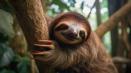 Brown-throated three-toed sloth. Generative AIの素材