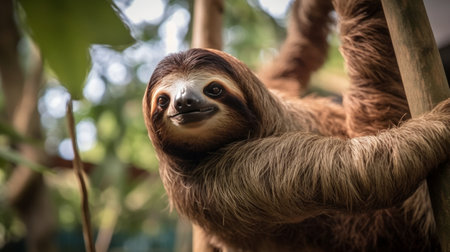 Brown-throated three-toed sloth. Generative AIの素材