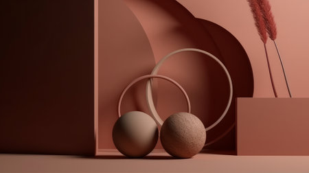 Abstract minimal scene for product presentation white geometric shape. Generative AIの素材