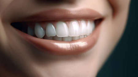 Beautiful toothy smile, close up. Generative AIの素材