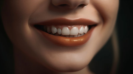 Beautiful toothy smile, close up. Generative AIの素材
