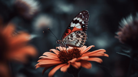 Butterfly on a flower. Generative AIの素材