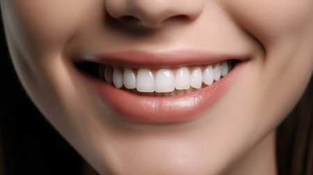 Beautiful toothy smile, close up. Generative AIの素材