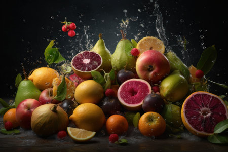 Fresh fruits assorted fruits. Generative AIの素材