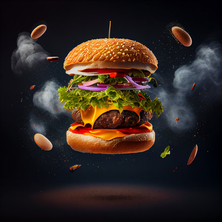 Fresh tasty burger. Generative AIの素材