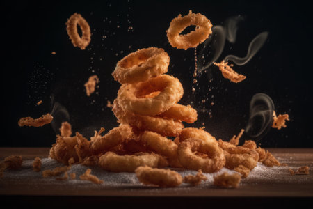 Fast food meal onion rings. Generative AIの素材