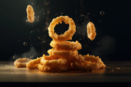 Fast food meal onion rings. Generative AIの素材
