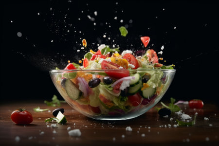 Greek salad with feta cheese. Generative AIの素材