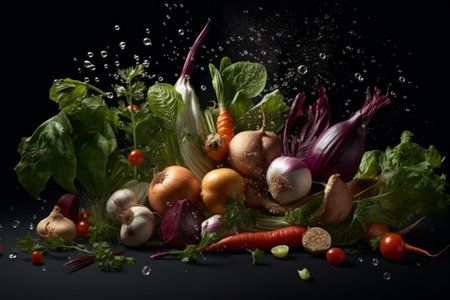 fresh vegetables herbs and spices. Generative AIの素材