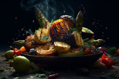 Grilled colorful vegetable. Generative AIの素材