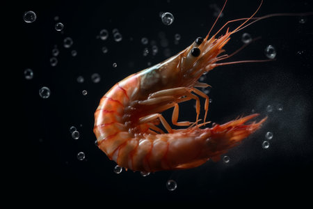 Cooked shrimp, seafood meal. Generative AIの素材
