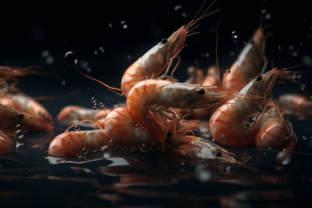 Cooked shrimp, seafood meal. Generative AIの素材