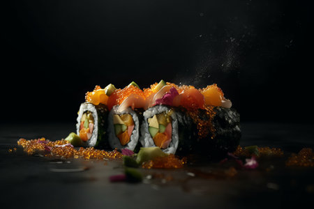 Sushi roll set. Generative AIの素材