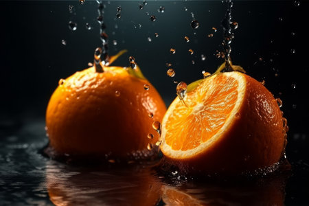 Halves of a fresh orange. Generative AIの素材