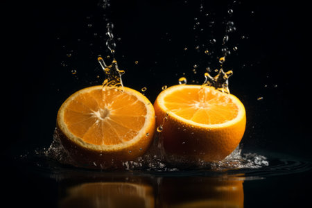 Halves of a fresh orange. Generative AIの素材
