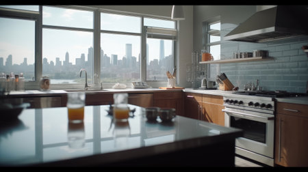 General view of luxury kitchen. Generative AIの素材