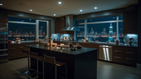 General view of luxury kitchen. Generative AIの素材