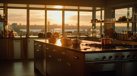 General view of luxury kitchen. Generative AIの素材