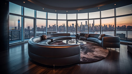 Livingroom working area. Modern interior design. Generative AIの素材