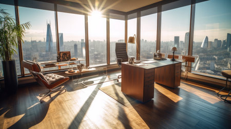 Modern Office interiors. Generative AIの素材