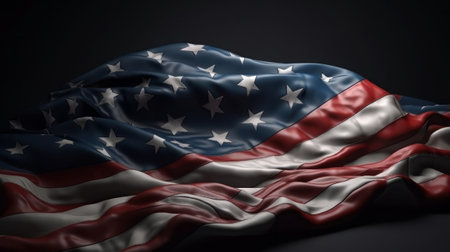 USA American Flag Wave Close Up for Memorial Day. Generative AIの素材