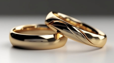 Wedding rings lie on the table. Generative AIの素材