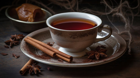 A cup of tea Cinnamon tea. Generative AIの素材